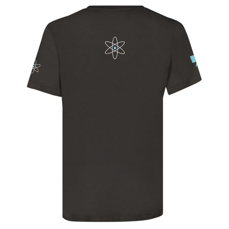 T-shirt athomic noir avec logo atomique imprimé au dos et sur la manche pour Athomic Wellness