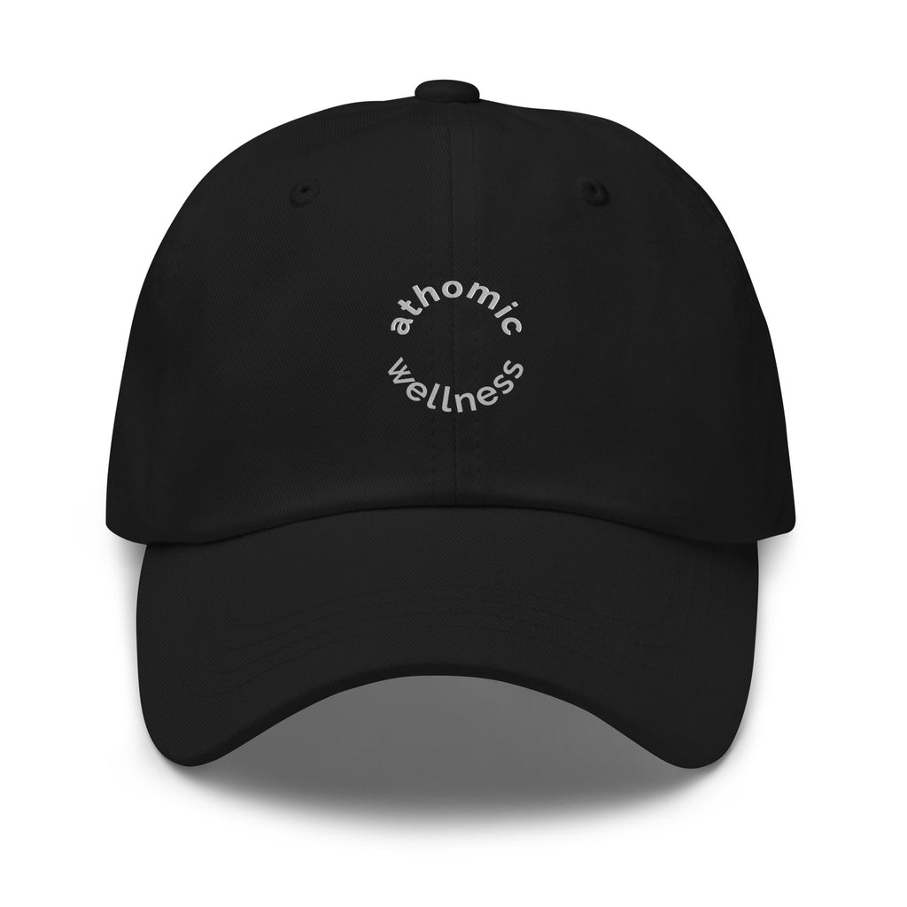 Casquette unisexe design moderne noire avec broderie circulaire Athomic Wellness