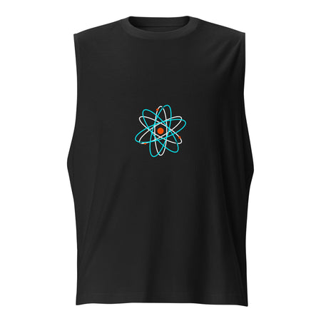 Débardeur fitness motif atomique noir Athomic Wellness avec design atomique coloré central