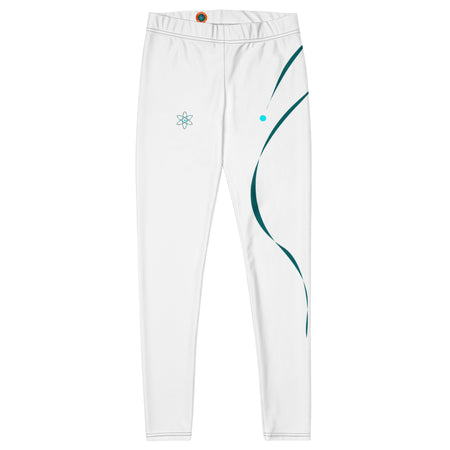 Leggings Forest Pulse Athomic Motion blancs avec motif vert subtil et taille élastique par Athomic Wellness