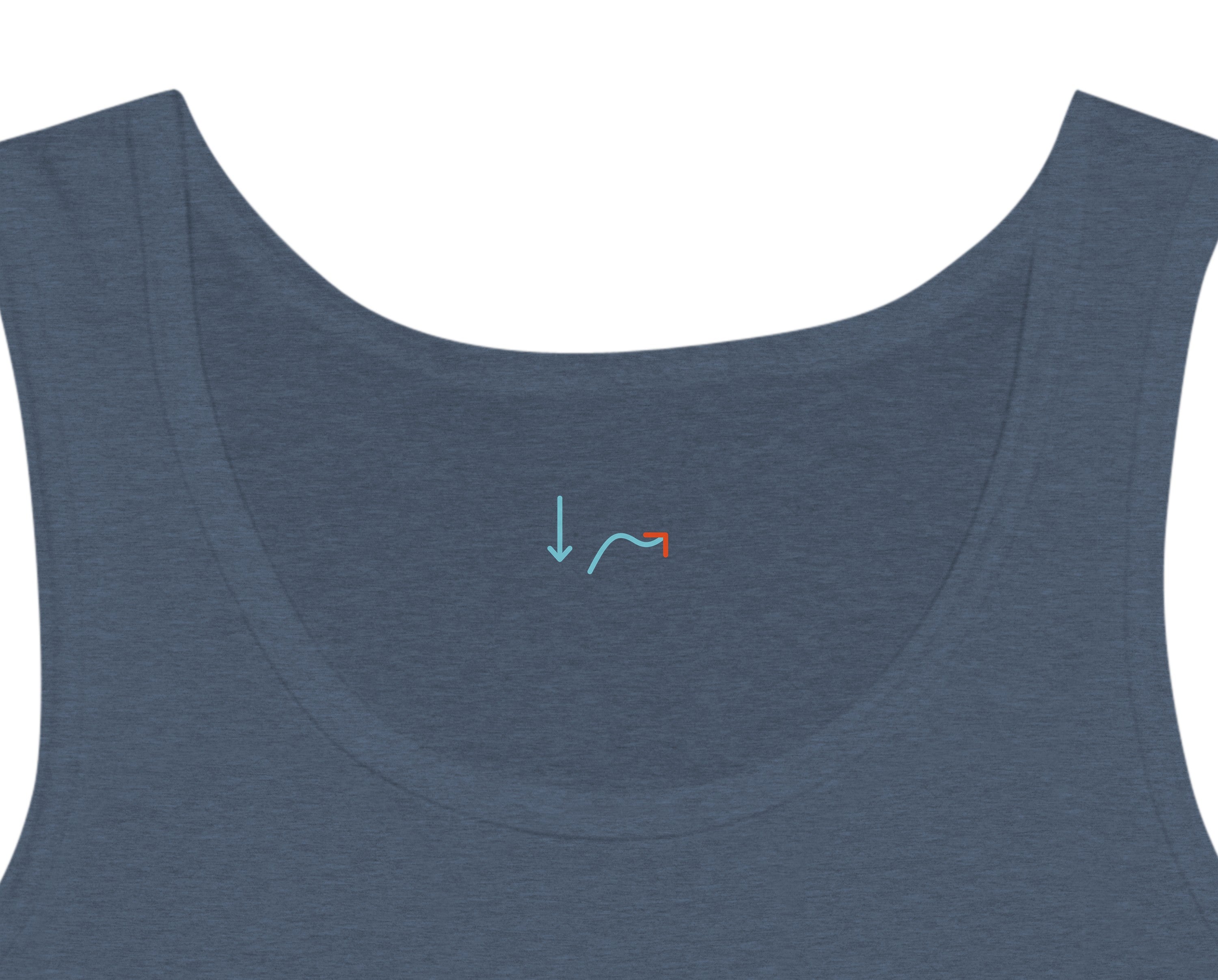 Débardeur Athomic Wellness La gravité insiste, la posture s’ajuste – Heather Navy – détail intérieur du col