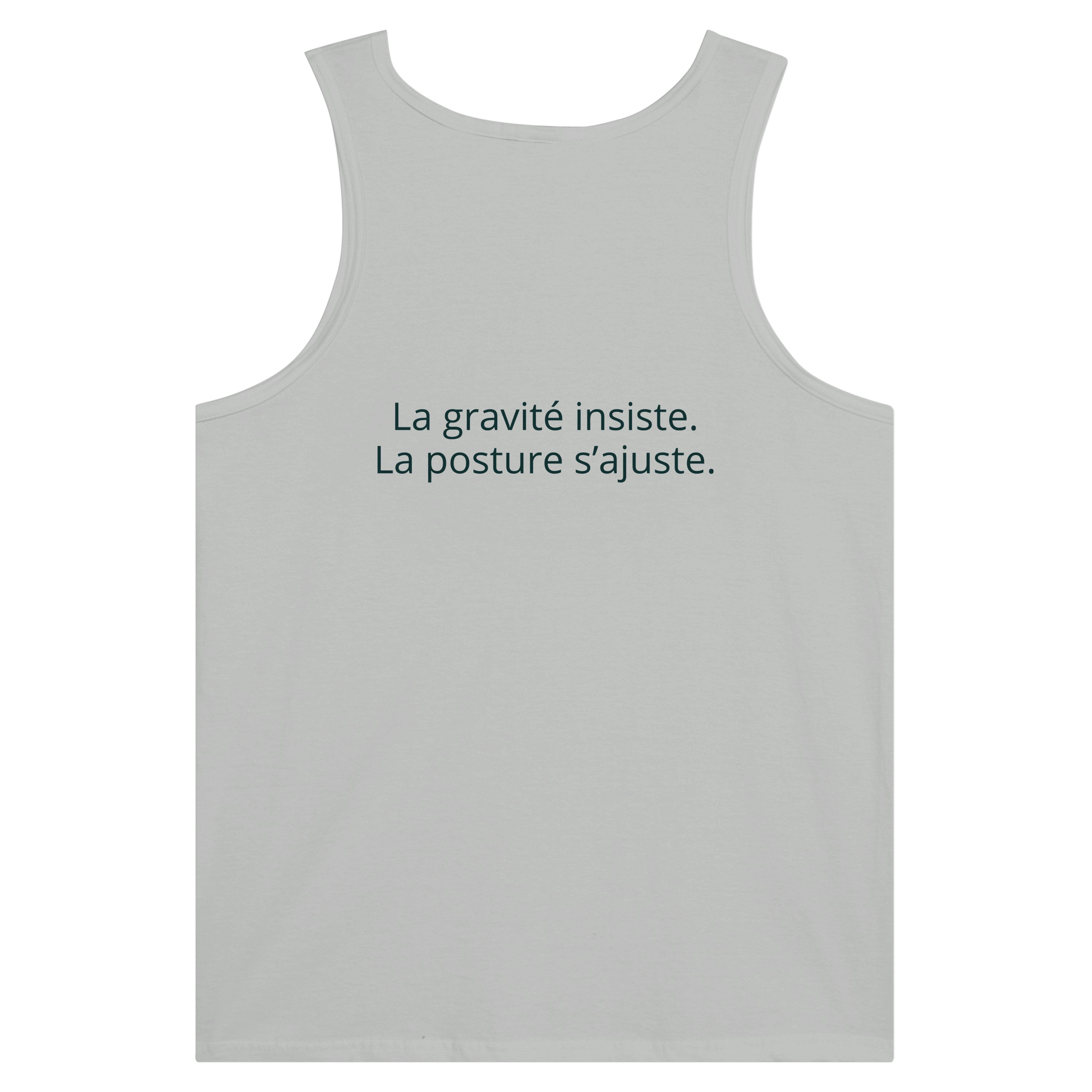 Débardeur Athomic Wellness La gravité insiste, la posture s’ajuste – Silver – vue dos à plat