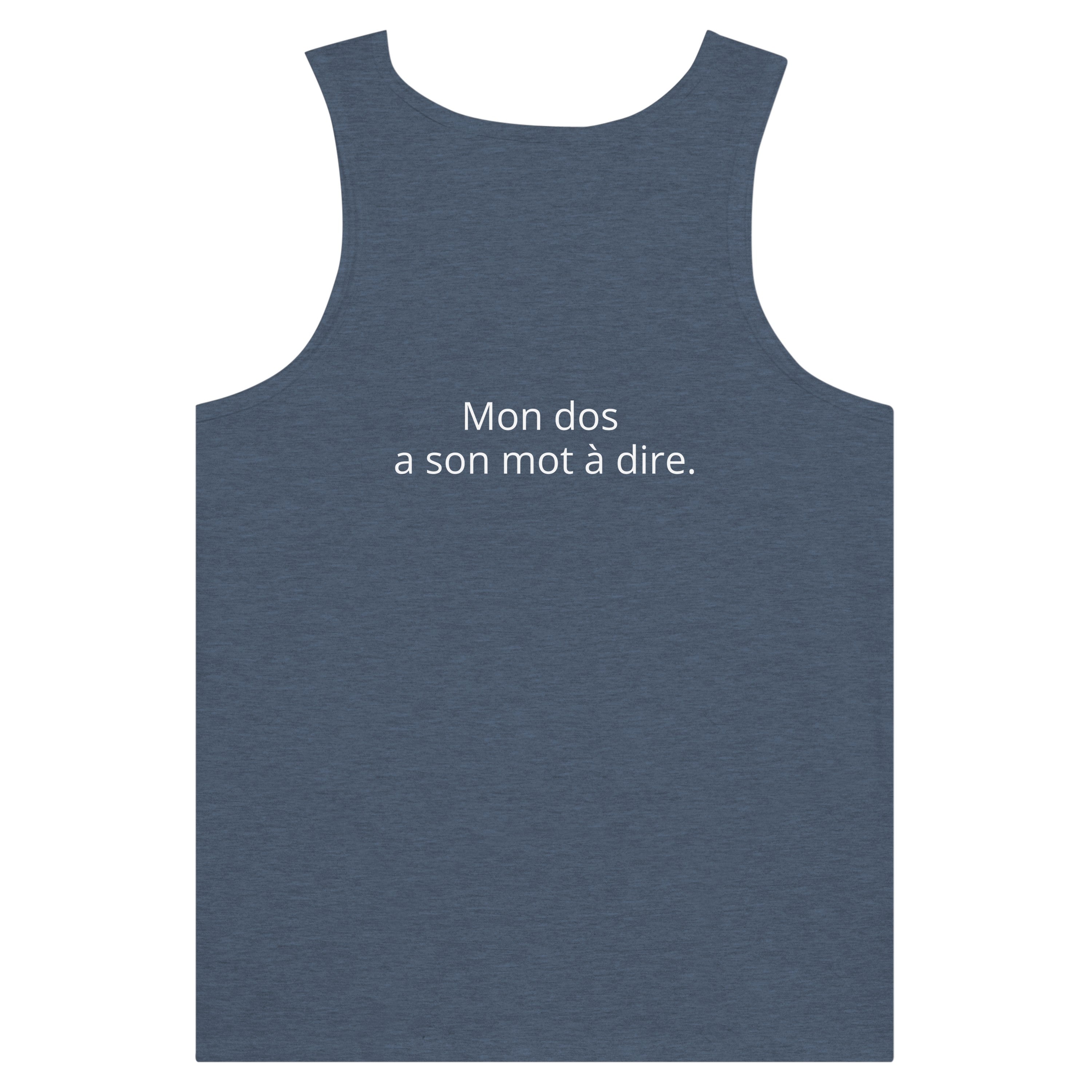 Débardeur Athomic Wellness Mon dos a son mot à dire – Heather Navy – vue dos à plat