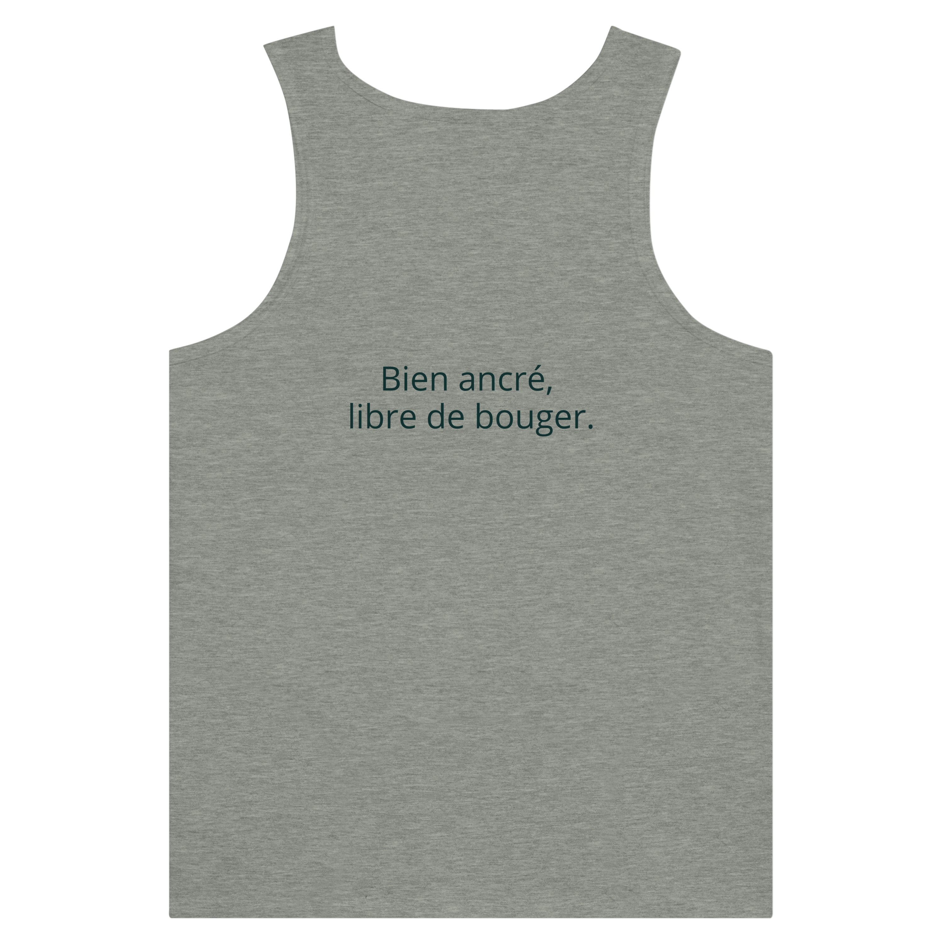 Débardeur Athomic Wellness Bien ancré, libre de bouger – Athletic Heather – vue dos à plat