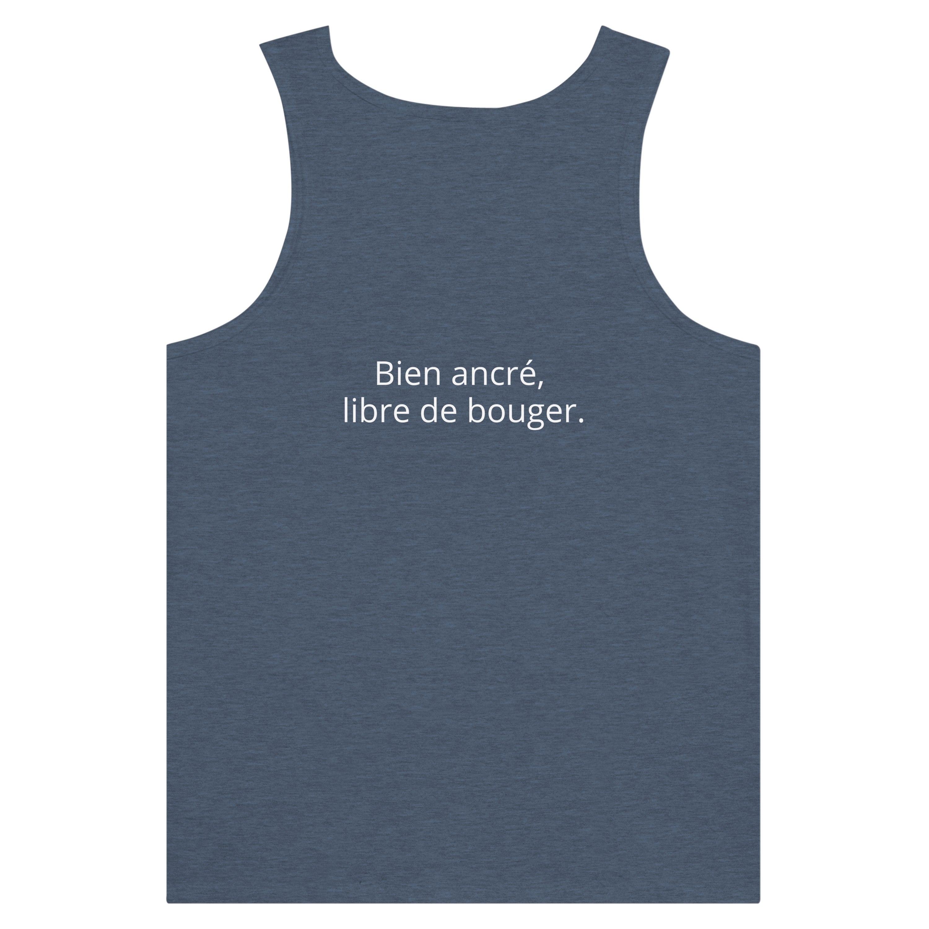 Débardeur Athomic Wellness Bien ancré, libre de bouger – Heather Navy – vue dos à plat