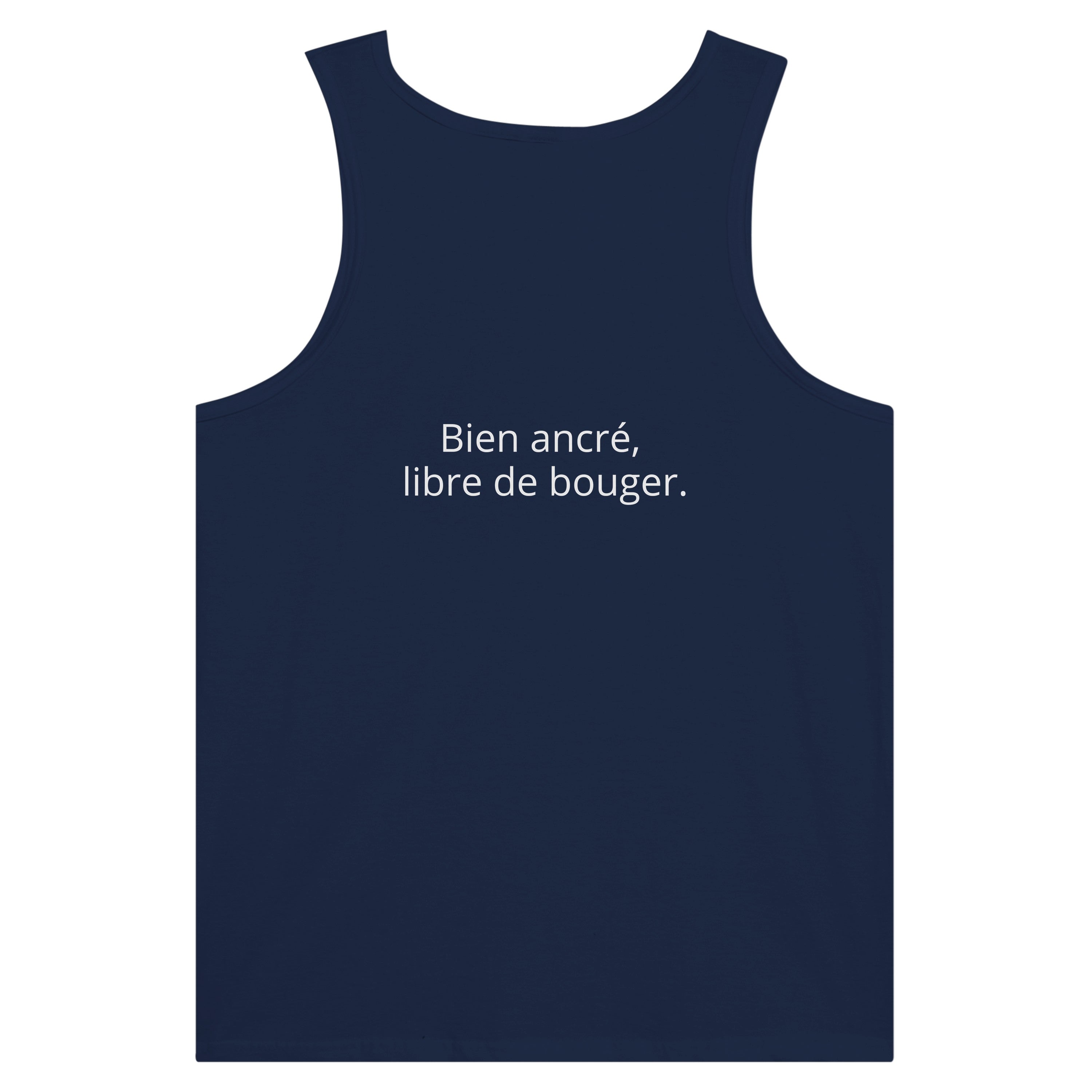Débardeur Athomic Wellness Bien ancré, libre de bouger – Navy – vue dos à plat