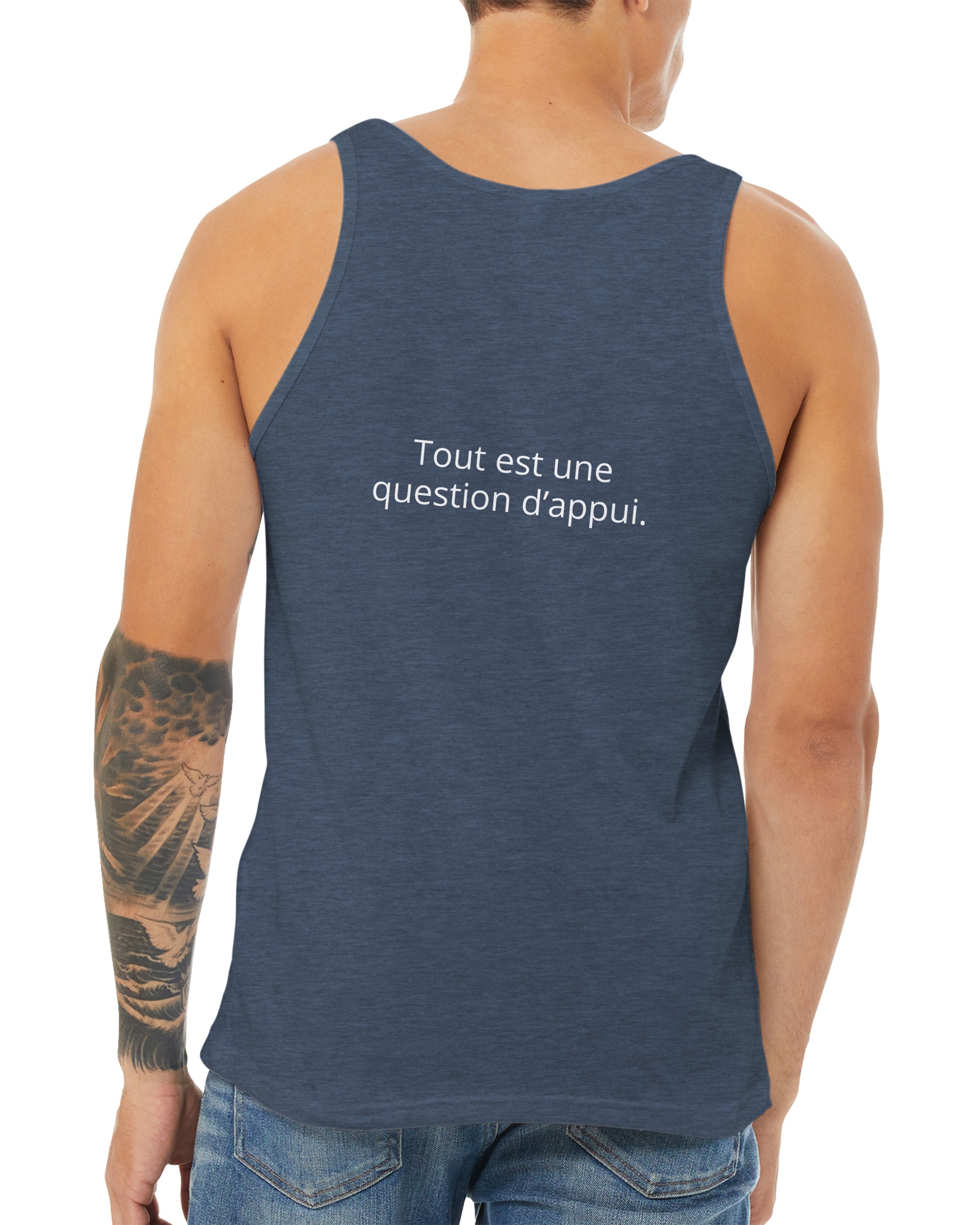 Débardeur Athomic Wellness Tout est une question d’appui – Heather Navy – vue dos portée