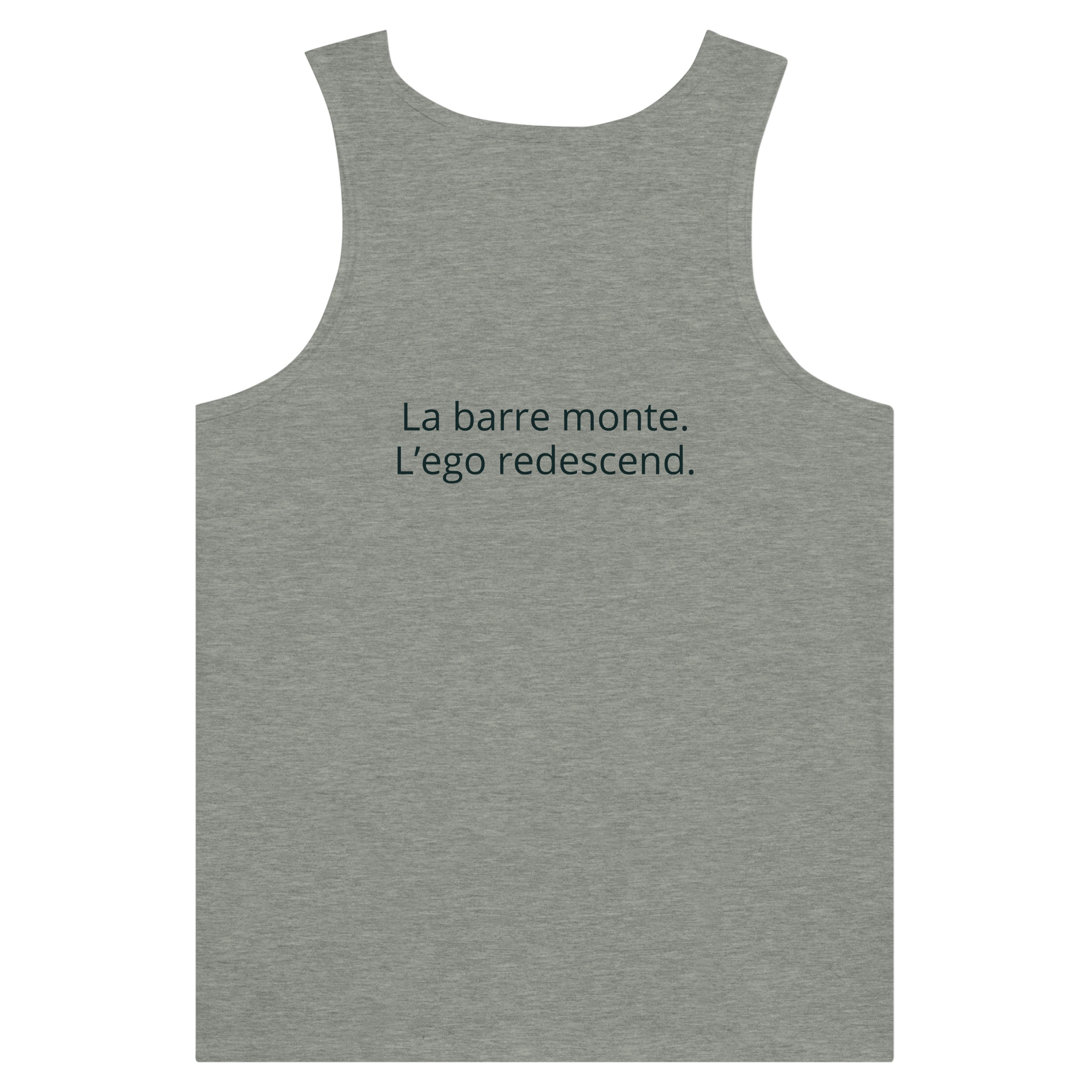 Débardeur Athomic Wellness La barre monte, l’ego redescend – Athletic Heather – vue dos à plat
