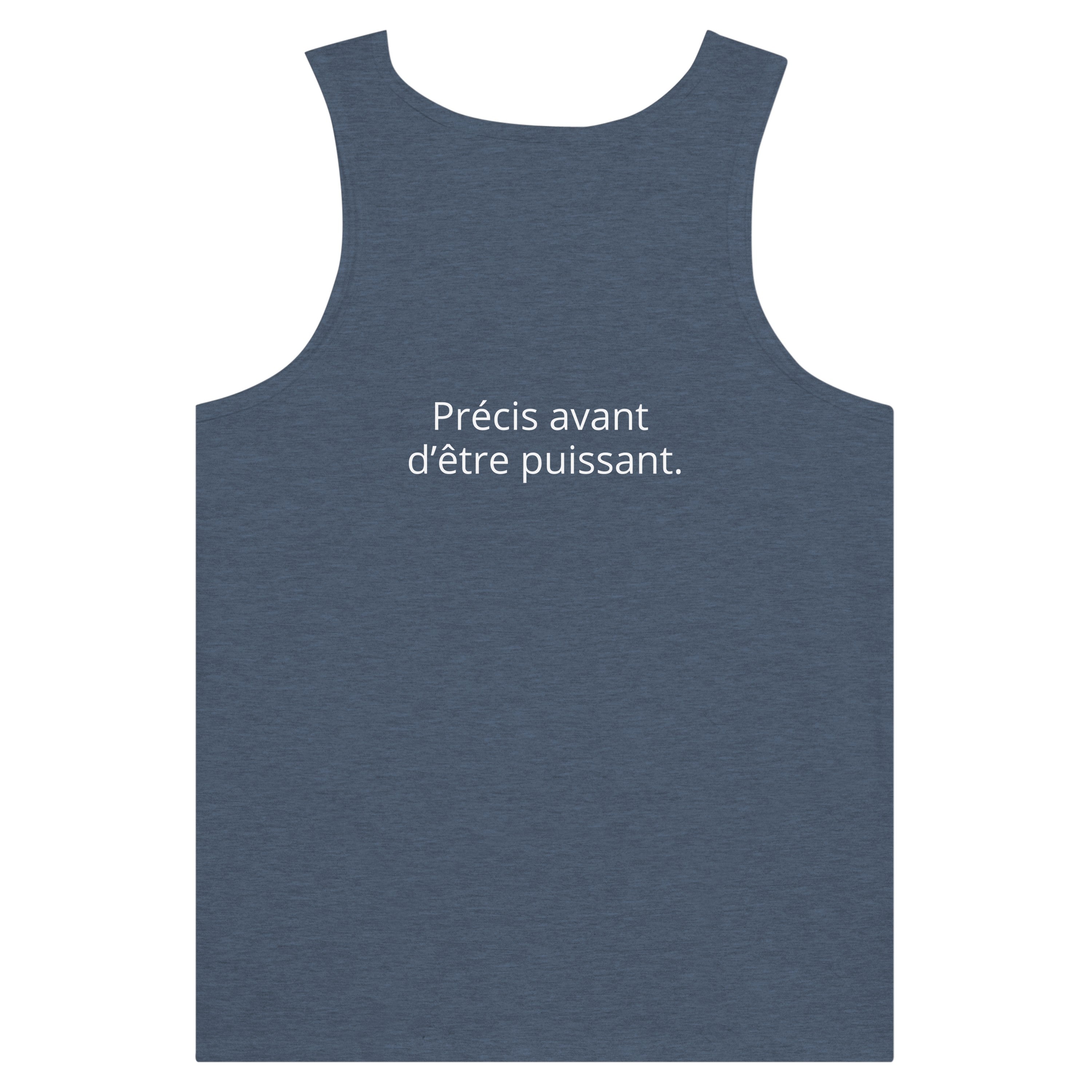 Débardeur Athomic Wellness Précis avant d’être puissant – Heather Navy – vue dos à plat