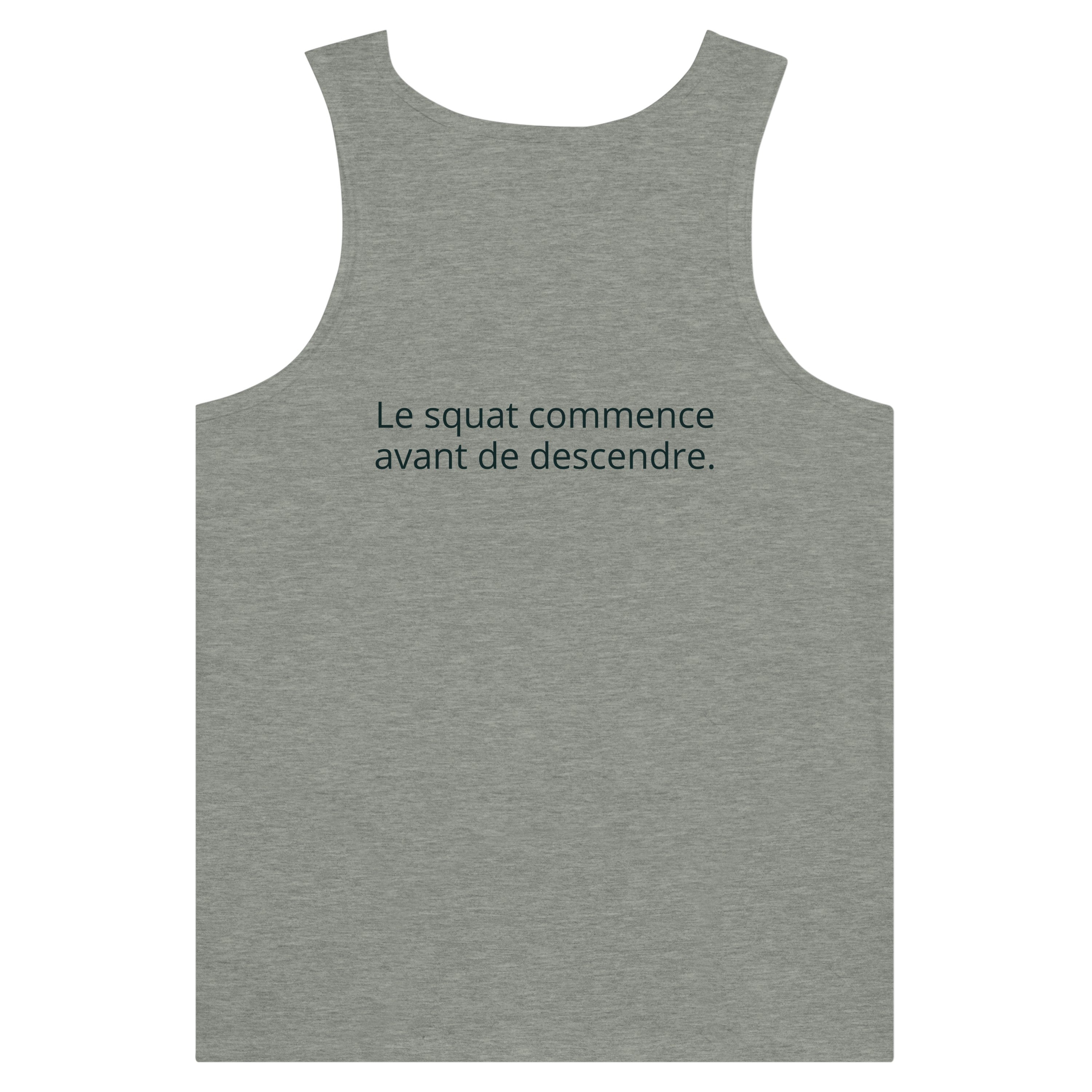 Débardeur Athomic Wellness Le squat commence avant de descendre – Athletic Heather – vue dos à plat