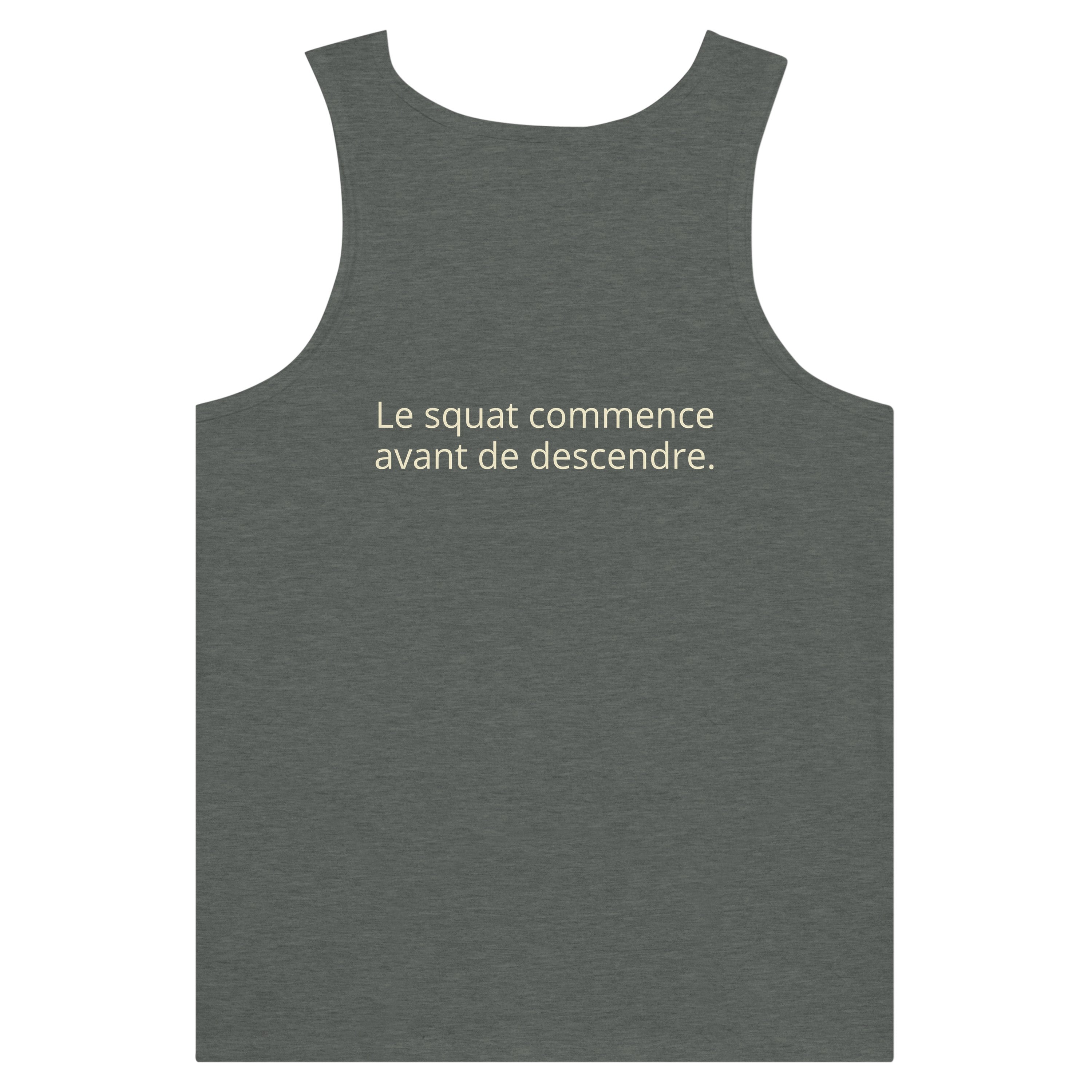 Débardeur Athomic Wellness Le squat commence avant de descendre – Deep Heather – vue dos à plat