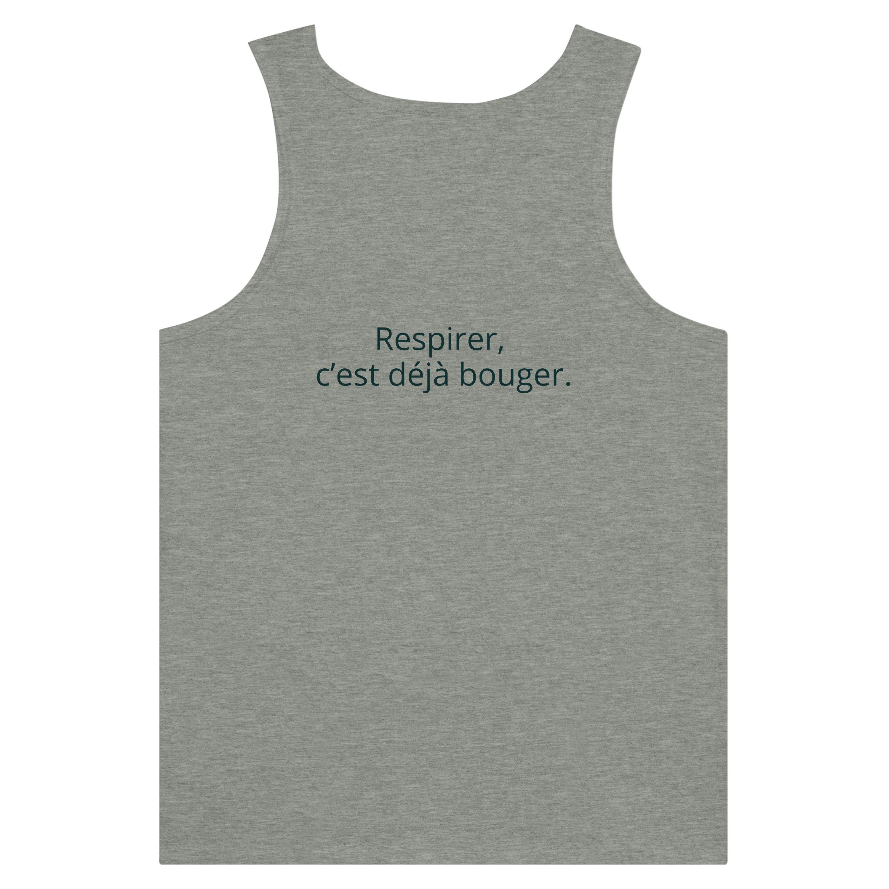 Débardeur Athomic Wellness Respirer, c’est déjà bouger – Athletic Heather – vue dos à plat