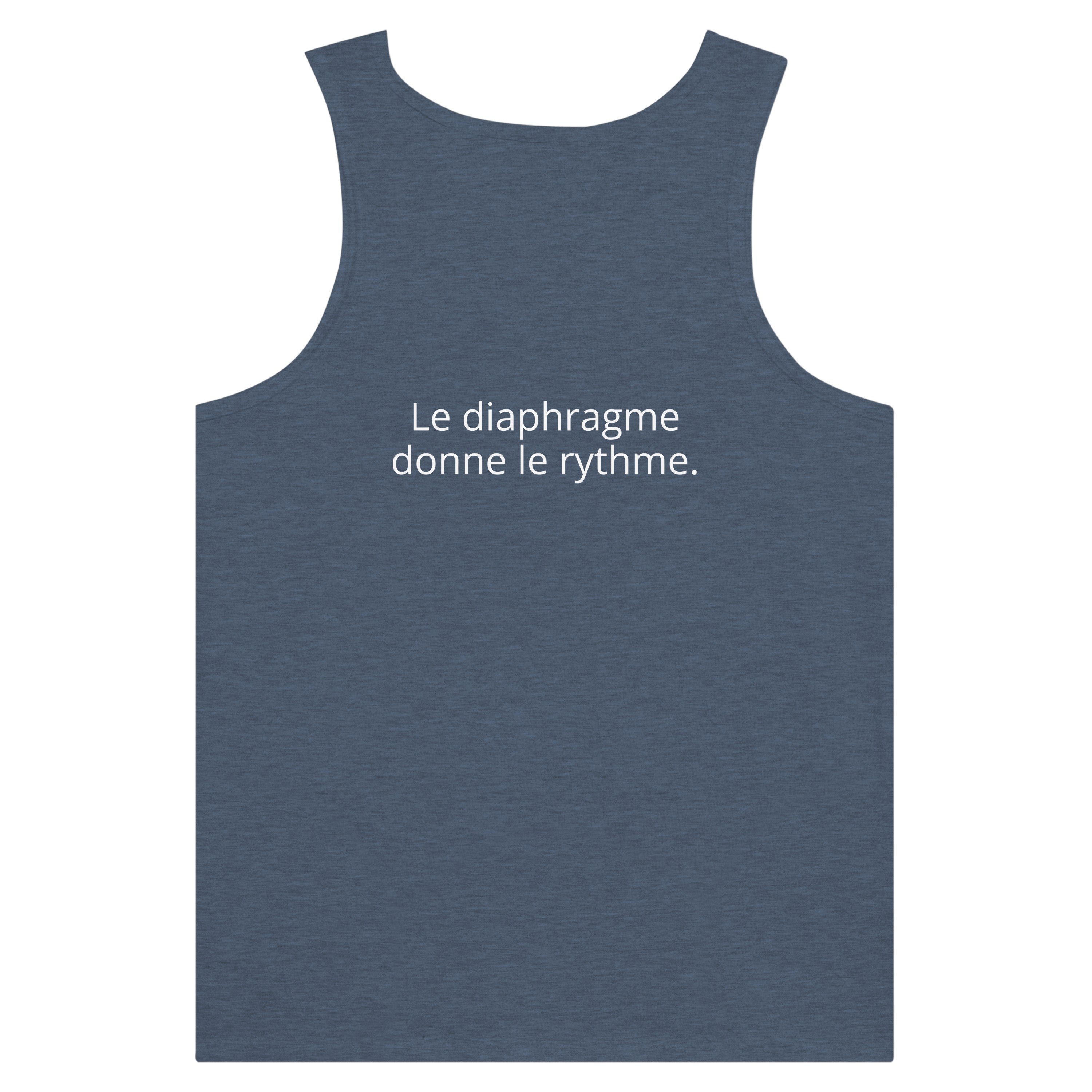Débardeur Athomic Wellness Le diaphragme donne le rythme – Heather Navy – vue dos à plat