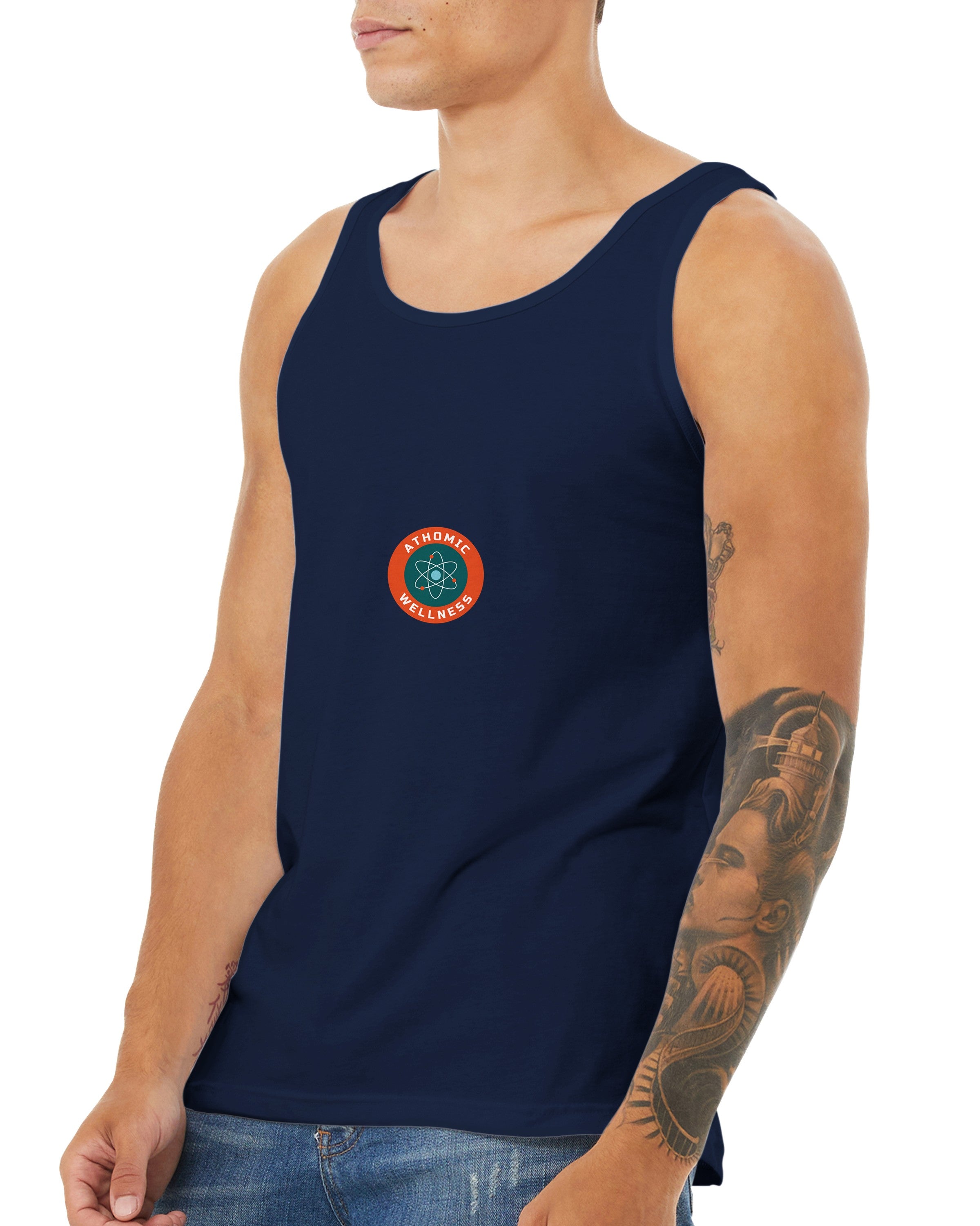 Débardeur Athomic Wellness Le diaphragme donne le rythme – Navy – vue face portée