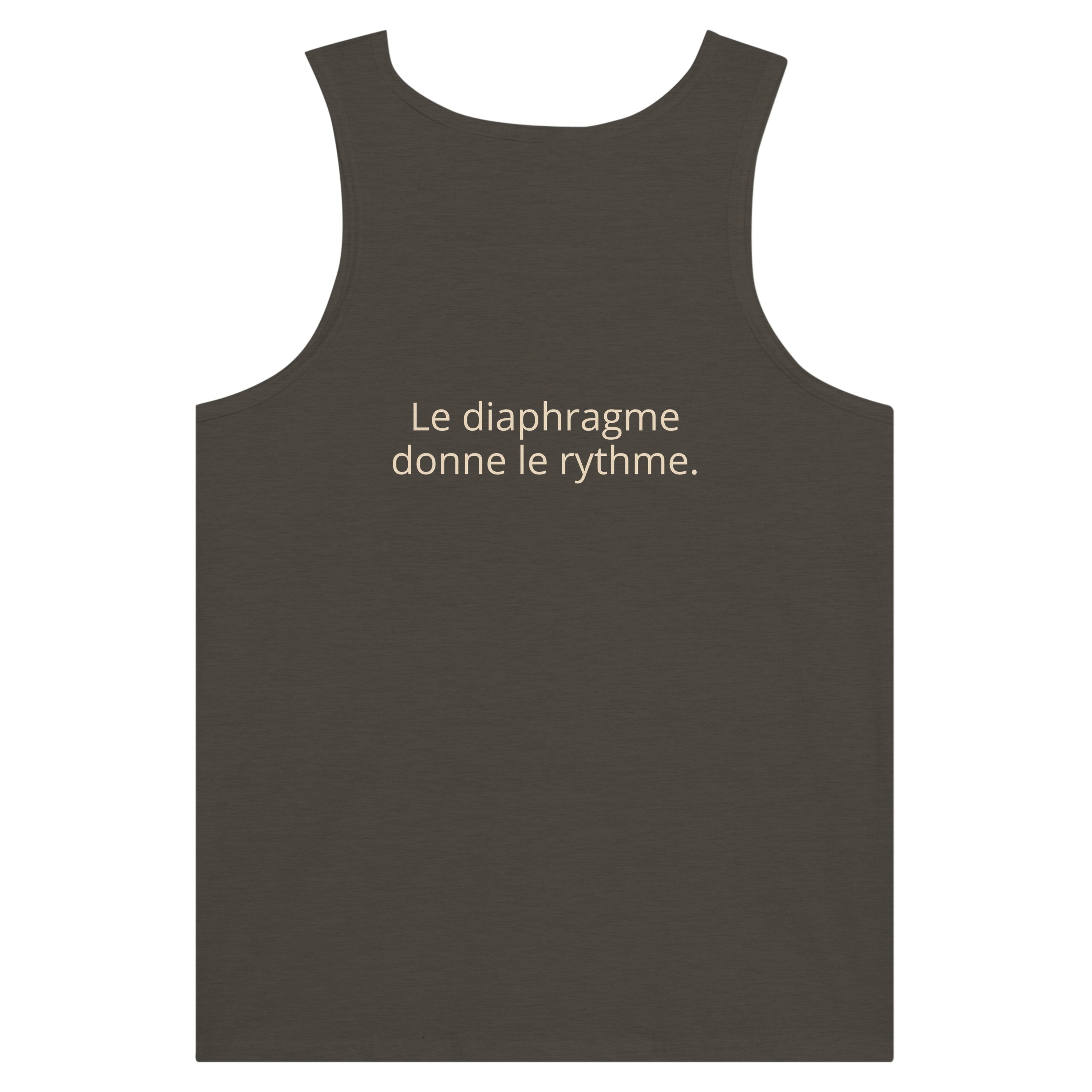 Débardeur Athomic Wellness Le diaphragme donne le rythme – Triblend Black Heather – vue dos à plat