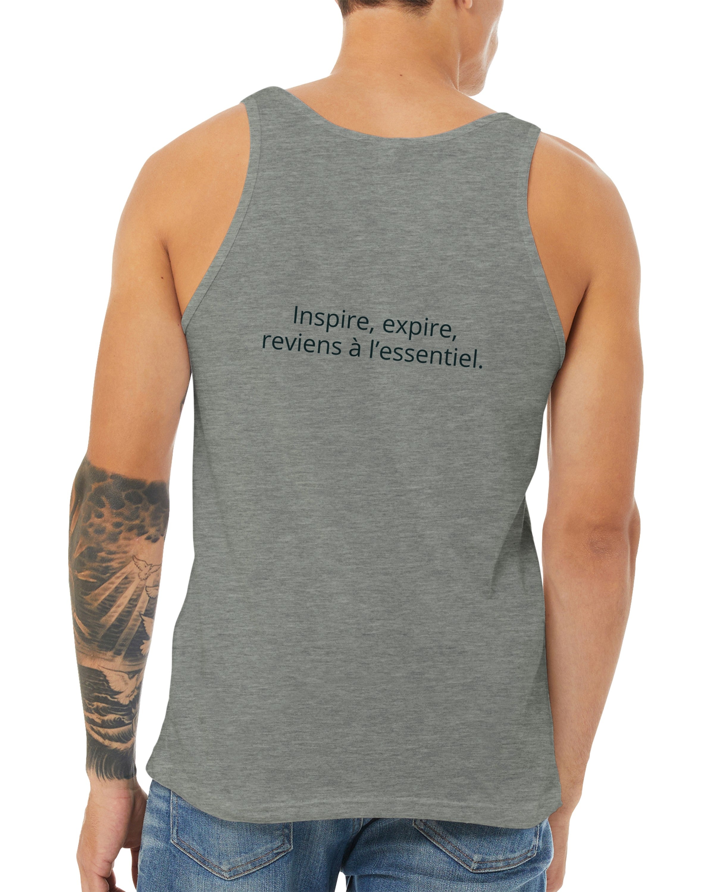 Débardeur Athomic Wellness Inspire, expire, reviens à l’essentiel – Athletic Heather – vue dos portée