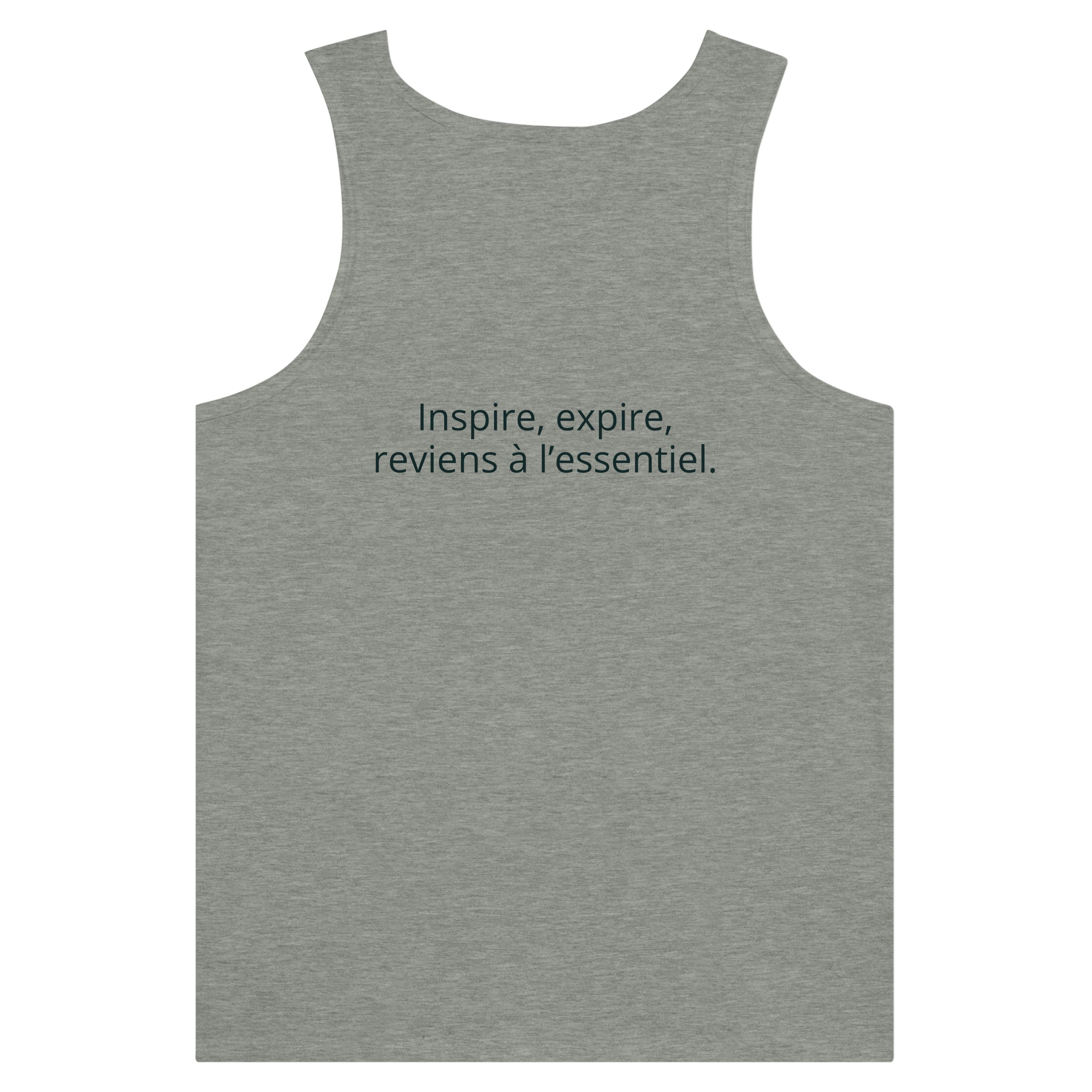 Débardeur Athomic Wellness Inspire, expire, reviens à l’essentiel – Athletic Heather – vue dos à plat