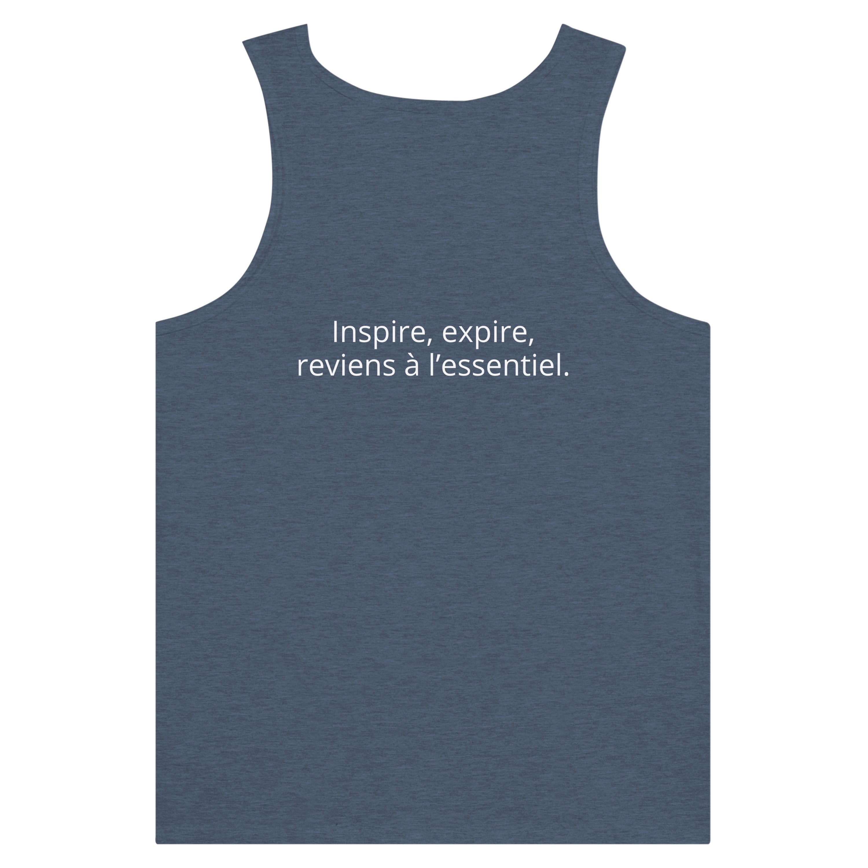 Débardeur Athomic Wellness Inspire, expire, reviens à l’essentiel – Heather Navy – vue dos à plat